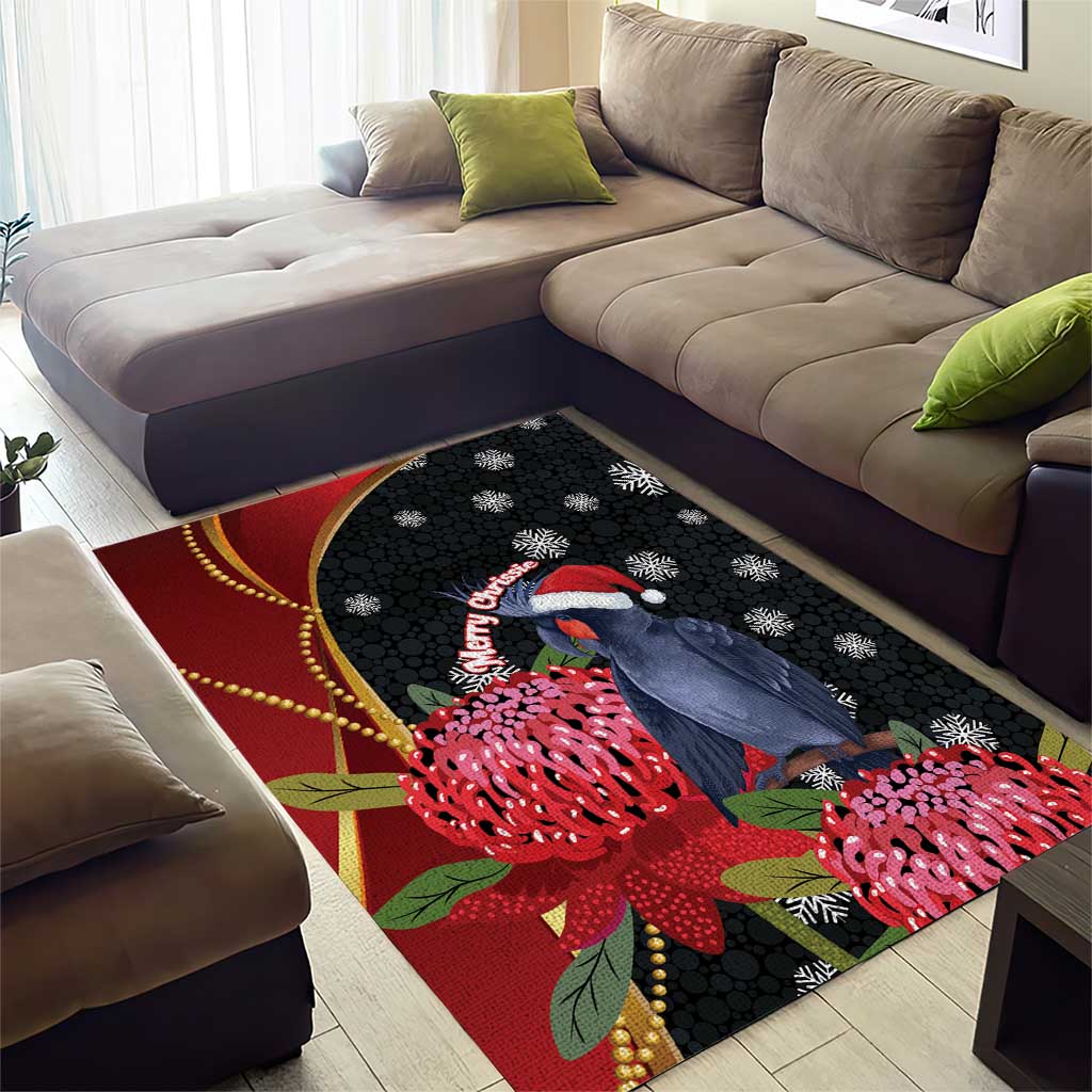 Australia Palm Cockatoo Christmas Area Rug Probosciger Aterrimus Waratah Merry Chrissie - Aussie Hoodie