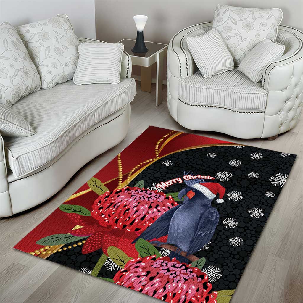 Australia Palm Cockatoo Christmas Area Rug Probosciger Aterrimus Waratah Merry Chrissie - Aussie Hoodie