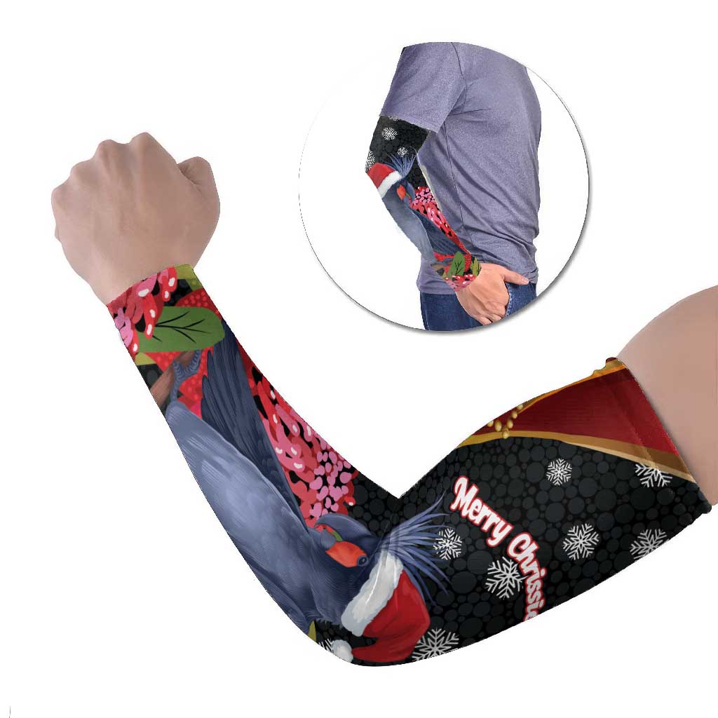 Australia Palm Cockatoo Christmas Arm Sleeves Probosciger Aterrimus Waratah Merry Chrissie - Aussie Hoodie