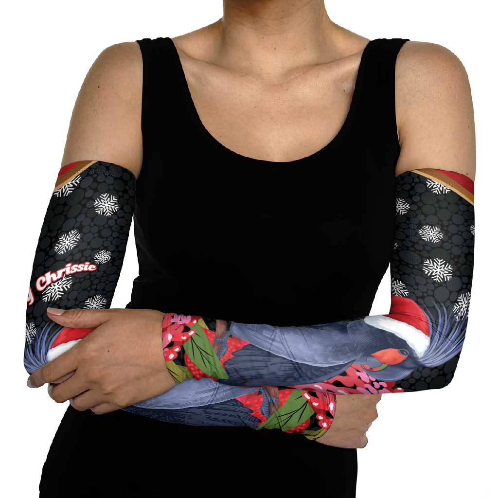 Australia Palm Cockatoo Christmas Arm Sleeves Probosciger Aterrimus Waratah Merry Chrissie - Aussie Hoodie