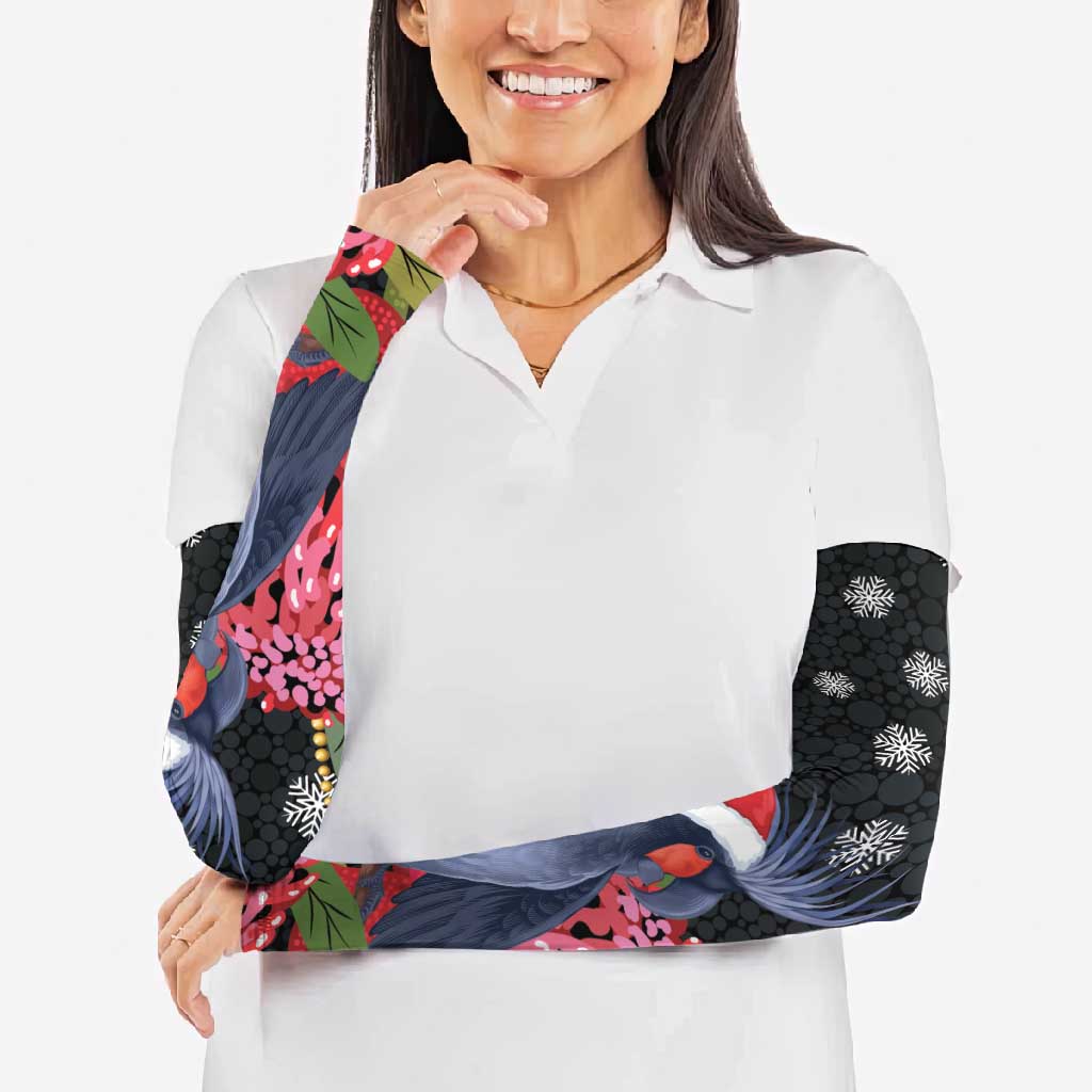 Australia Palm Cockatoo Christmas Arm Sleeves Probosciger Aterrimus Waratah Merry Chrissie - Aussie Hoodie
