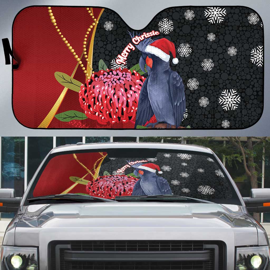 Australia Palm Cockatoo Christmas Auto Sun Shade Probosciger Aterrimus Waratah Merry Chrissie - Aussie Hoodie
