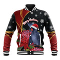Australia Palm Cockatoo Christmas Baseball Jacket Probosciger Aterrimus Waratah Merry Chrissie - Aussie Hoodie
