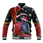 Australia Palm Cockatoo Christmas Baseball Jacket Probosciger Aterrimus Waratah Merry Chrissie - Aussie Hoodie
