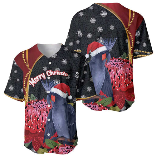 Australia Palm Cockatoo Christmas Baseball Jersey Probosciger Aterrimus Waratah Merry Chrissie - Aussie Hoodie