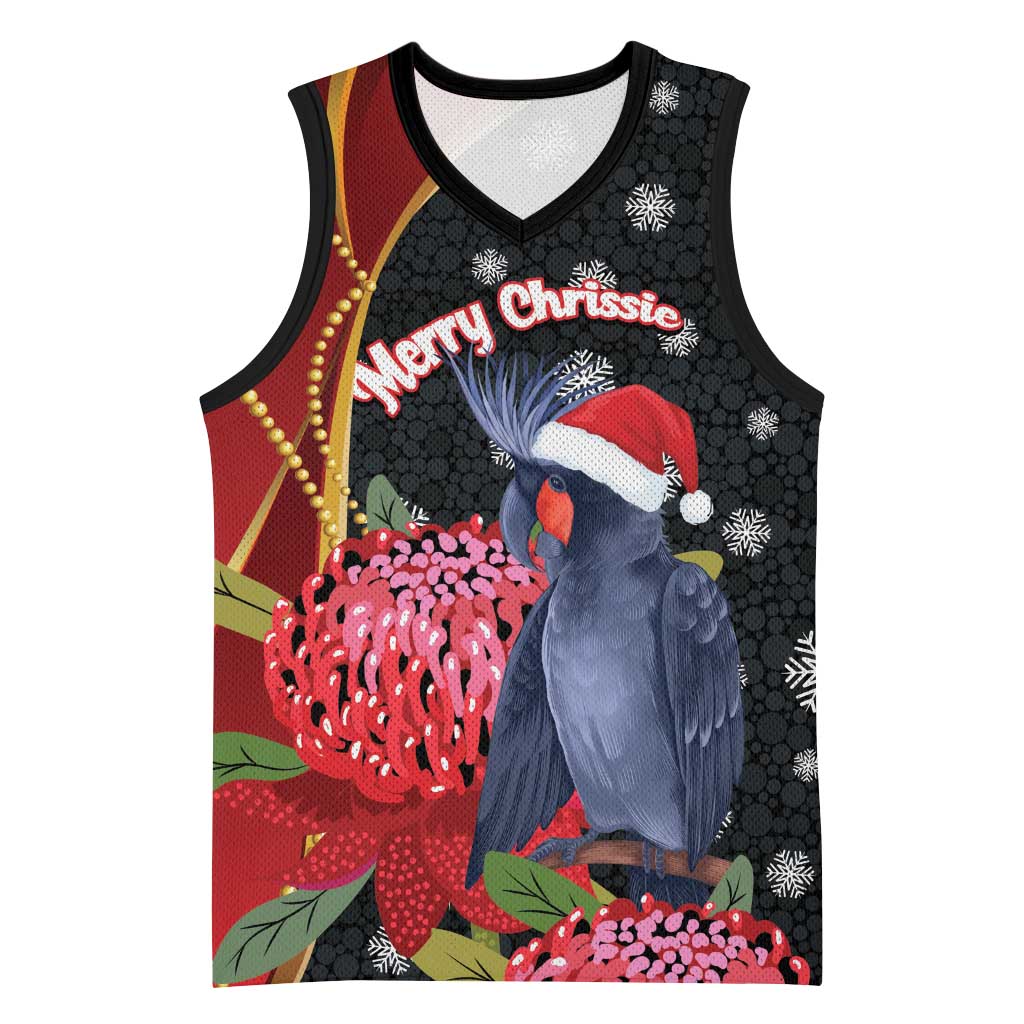 Australia Palm Cockatoo Christmas Basketball Jersey Probosciger Aterrimus Waratah Merry Chrissie - Aussie Hoodie