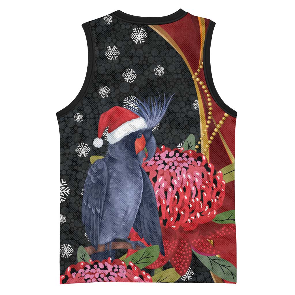 Australia Palm Cockatoo Christmas Basketball Jersey Probosciger Aterrimus Waratah Merry Chrissie - Aussie Hoodie