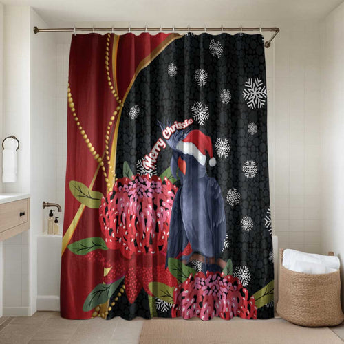 Australia Palm Cockatoo Christmas Bathroom Set Probosciger Aterrimus Waratah Merry Chrissie - Aussie Hoodie