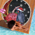 Australia Palm Cockatoo Christmas Beach Blanket Probosciger Aterrimus Waratah Merry Chrissie - Aussie Hoodie