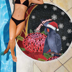 Australia Palm Cockatoo Christmas Beach Blanket Probosciger Aterrimus Waratah Merry Chrissie - Aussie Hoodie