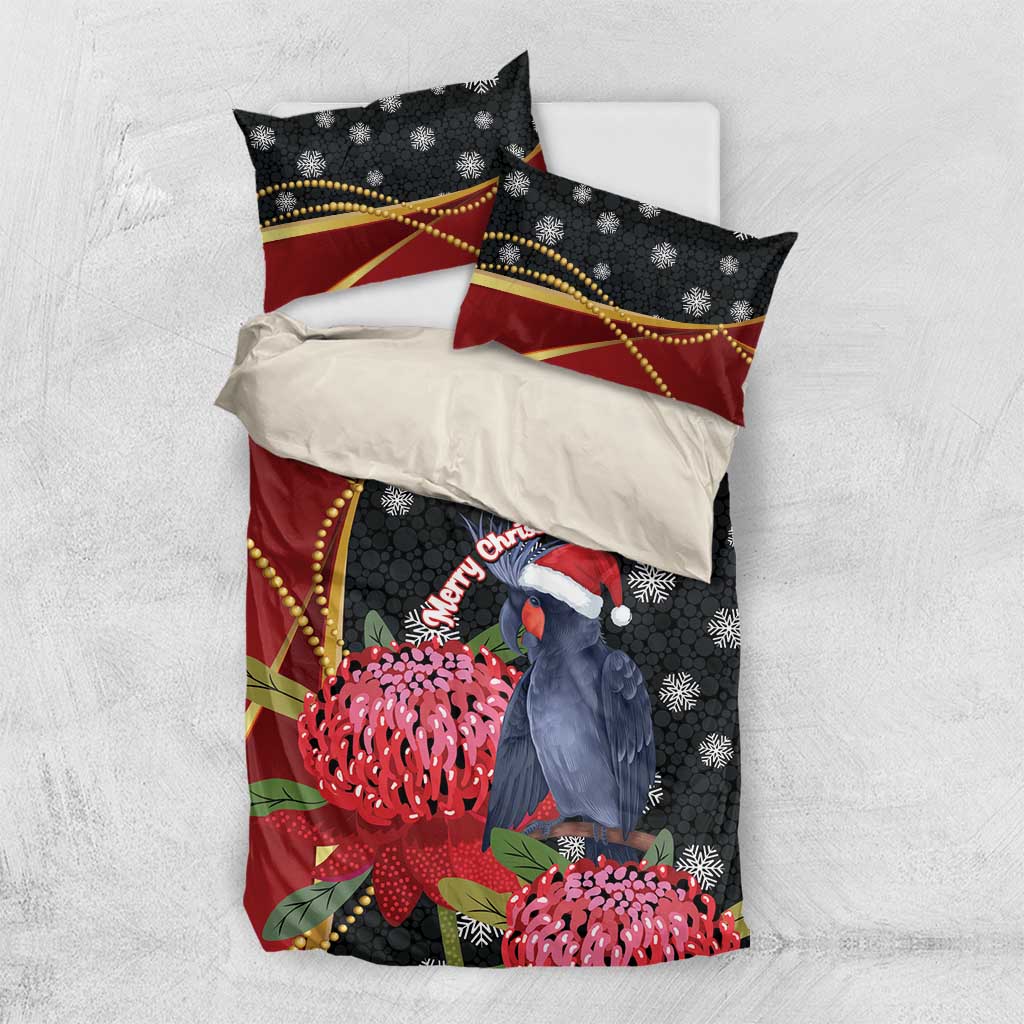 Australia Palm Cockatoo Christmas Bedding Set Probosciger Aterrimus Waratah Merry Chrissie - Aussie Hoodie
