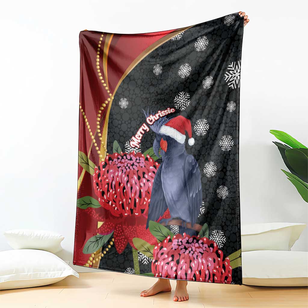 Australia Palm Cockatoo Christmas Blanket Probosciger Aterrimus Waratah Merry Chrissie - Aussie Hoodie