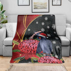 Australia Palm Cockatoo Christmas Blanket Probosciger Aterrimus Waratah Merry Chrissie - Aussie Hoodie