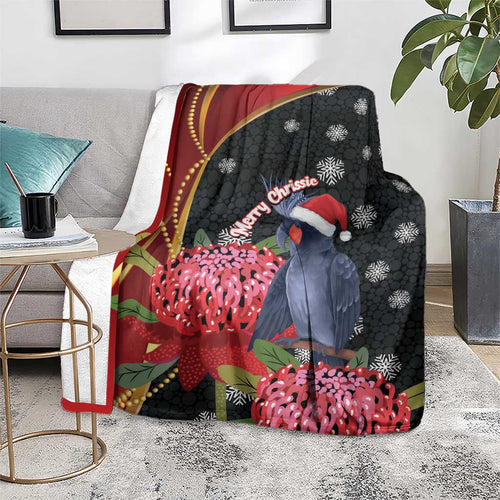 Australia Palm Cockatoo Christmas Blanket Probosciger Aterrimus Waratah Merry Chrissie - Aussie Hoodie