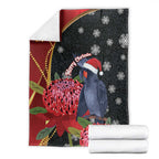 Australia Palm Cockatoo Christmas Blanket Probosciger Aterrimus Waratah Merry Chrissie - Aussie Hoodie