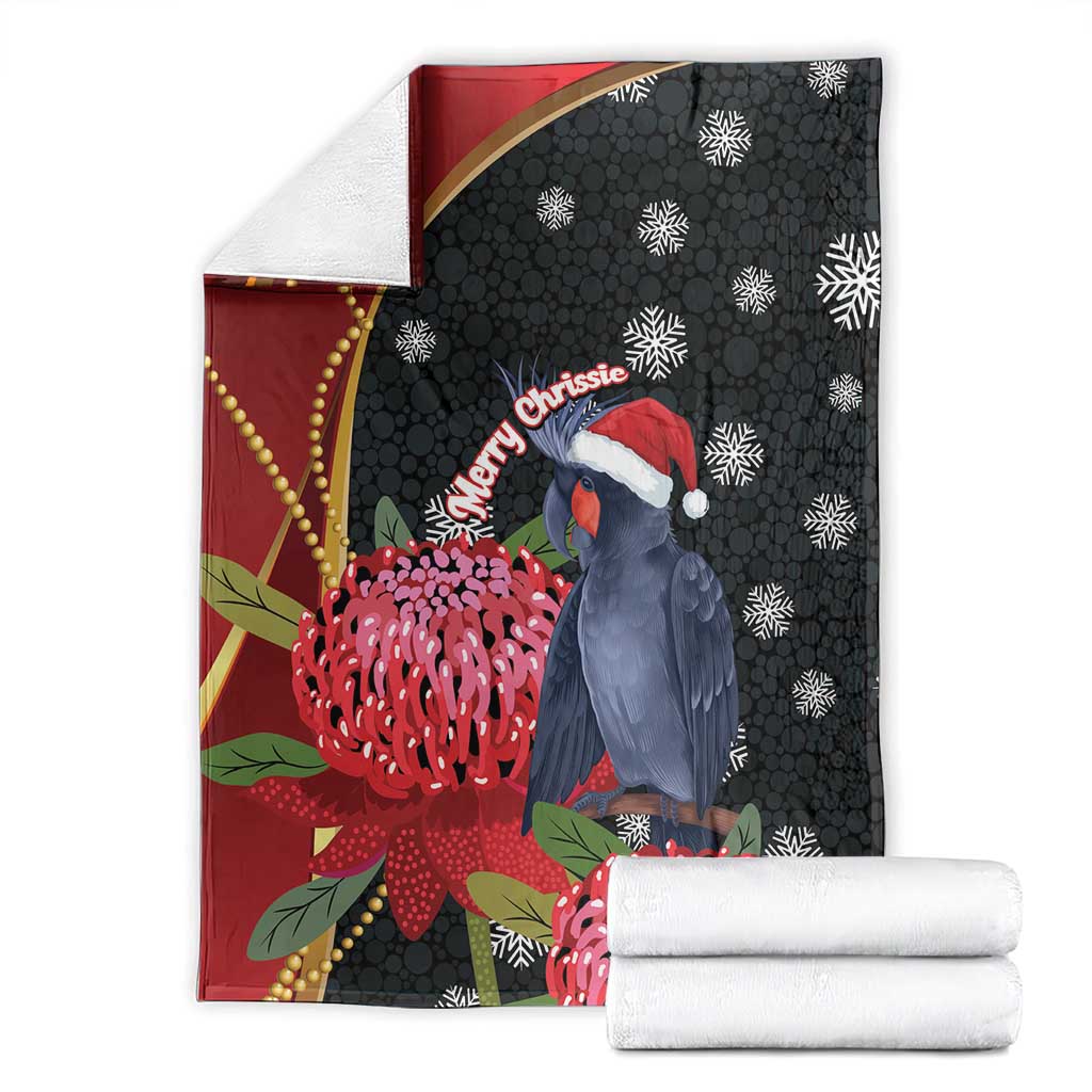Australia Palm Cockatoo Christmas Blanket Probosciger Aterrimus Waratah Merry Chrissie - Aussie Hoodie