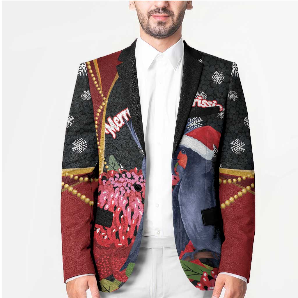 Australia Palm Cockatoo Christmas Blazer Probosciger Aterrimus Waratah Merry Chrissie - Aussie Hoodie