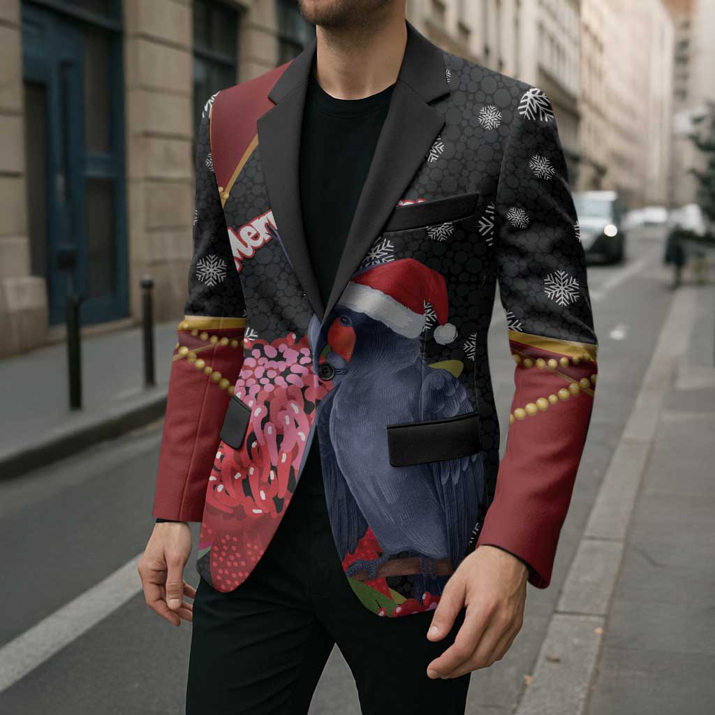 Australia Palm Cockatoo Christmas Blazer Probosciger Aterrimus Waratah Merry Chrissie - Aussie Hoodie