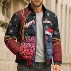 Australia Palm Cockatoo Christmas Bomber Puffer Jacket Probosciger Aterrimus Waratah Merry Chrissie - Aussie Hoodie