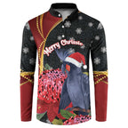 Australia Palm Cockatoo Christmas Button Sweatshirt Probosciger Aterrimus Waratah Merry Chrissie - Aussie Hoodie