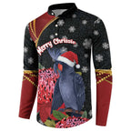 Australia Palm Cockatoo Christmas Button Sweatshirt Probosciger Aterrimus Waratah Merry Chrissie - Aussie Hoodie