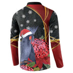 Australia Palm Cockatoo Christmas Button Sweatshirt Probosciger Aterrimus Waratah Merry Chrissie - Aussie Hoodie