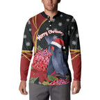 Australia Palm Cockatoo Christmas Button Sweatshirt Probosciger Aterrimus Waratah Merry Chrissie - Aussie Hoodie