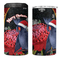 Australia Palm Cockatoo Christmas 4 in 1 Can Cooler Tumbler Probosciger Aterrimus Waratah Merry Chrissie - Aussie Hoodie