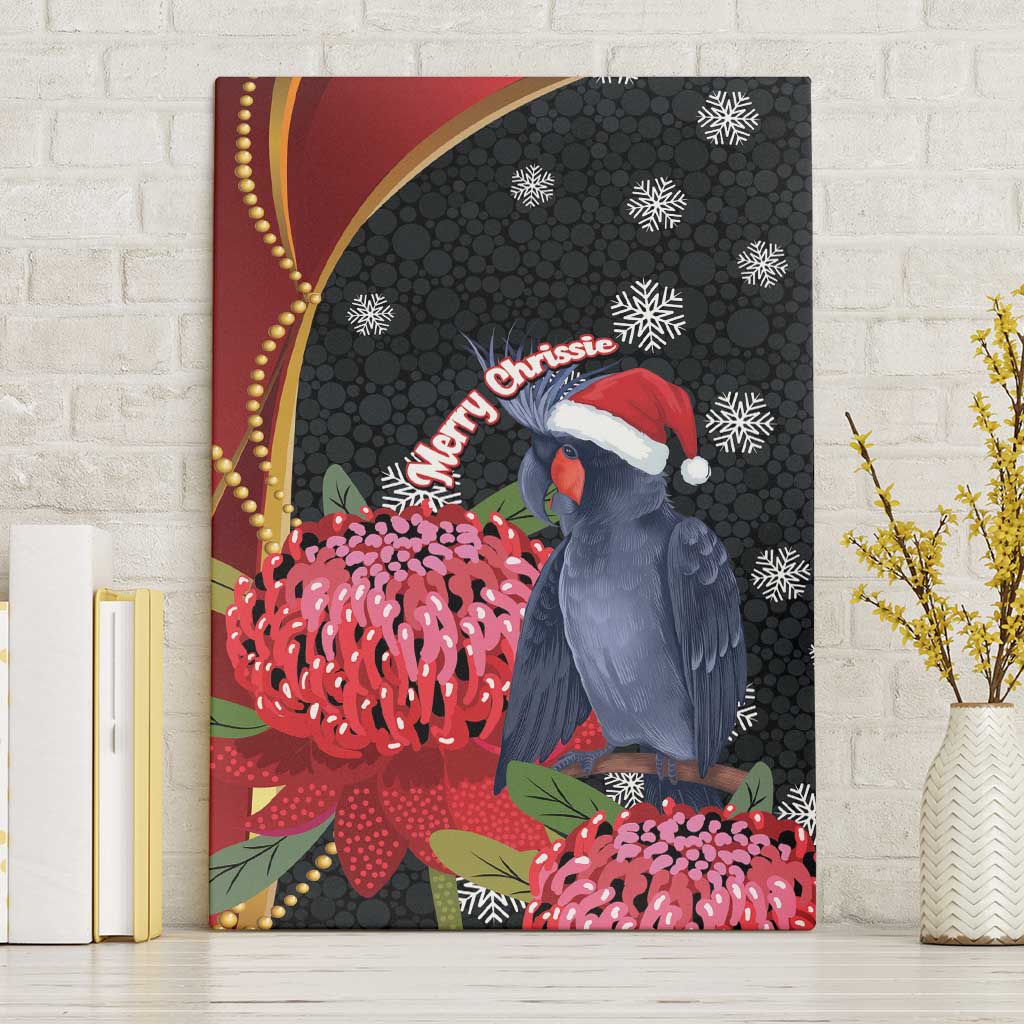Australia Palm Cockatoo Christmas Canvas Wall Art Probosciger Aterrimus Waratah Merry Chrissie - Aussie Hoodie