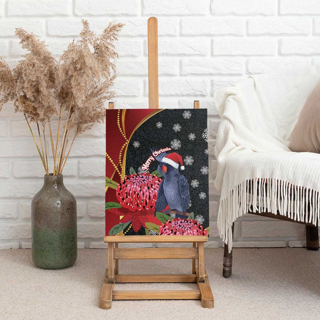 Australia Palm Cockatoo Christmas Canvas Wall Art Probosciger Aterrimus Waratah Merry Chrissie - Aussie Hoodie