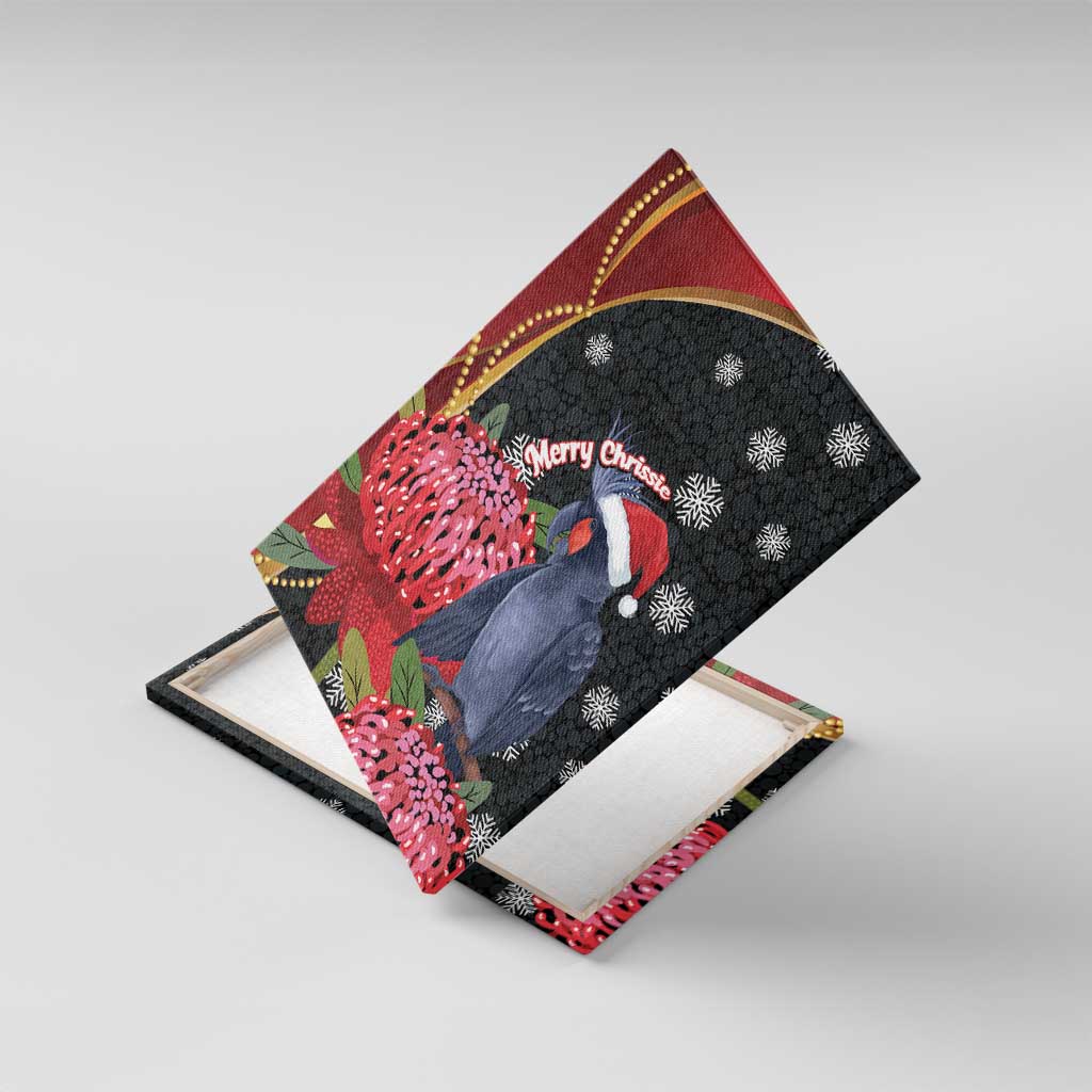 Australia Palm Cockatoo Christmas Canvas Wall Art Probosciger Aterrimus Waratah Merry Chrissie - Aussie Hoodie