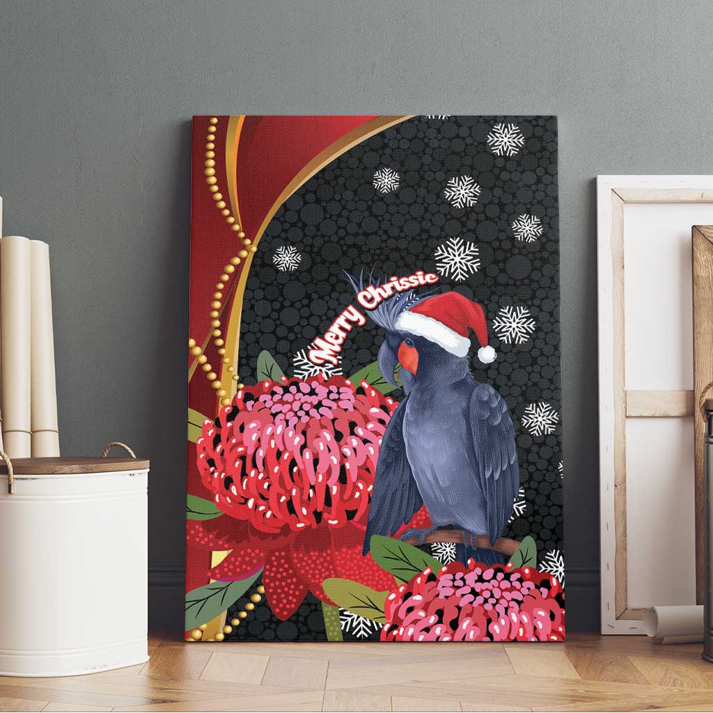 Australia Palm Cockatoo Christmas Canvas Wall Art Probosciger Aterrimus Waratah Merry Chrissie - Aussie Hoodie
