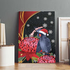 Australia Palm Cockatoo Christmas Canvas Wall Art Probosciger Aterrimus Waratah Merry Chrissie - Aussie Hoodie