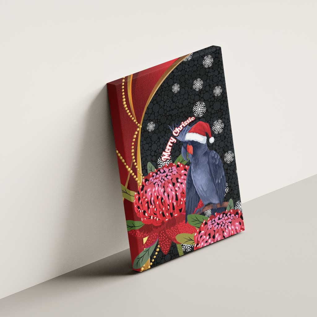 Australia Palm Cockatoo Christmas Canvas Wall Art Probosciger Aterrimus Waratah Merry Chrissie - Aussie Hoodie