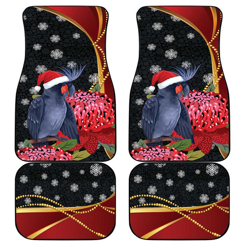 Australia Palm Cockatoo Christmas Car Mats Probosciger Aterrimus Waratah Merry Chrissie - Aussie Hoodie