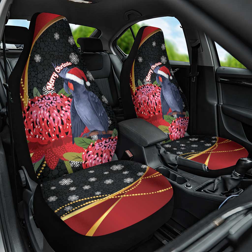 Australia Palm Cockatoo Christmas Car Seat Cover Probosciger Aterrimus Waratah Merry Chrissie - Aussie Hoodie