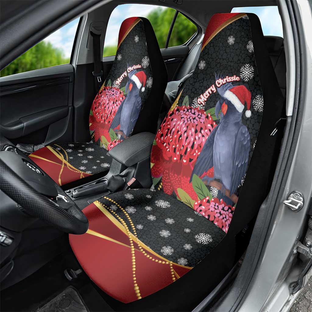 Australia Palm Cockatoo Christmas Car Seat Cover Probosciger Aterrimus Waratah Merry Chrissie - Aussie Hoodie