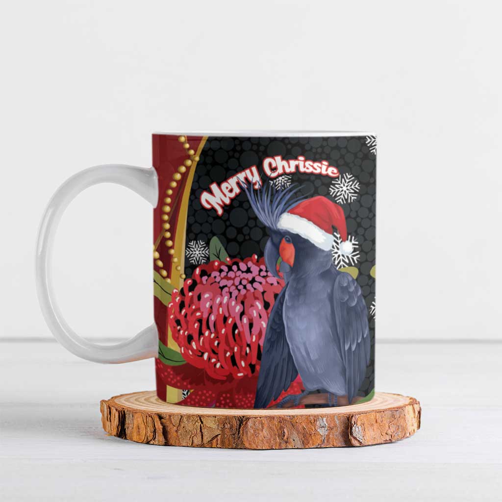 Australia Palm Cockatoo Christmas Ceramic Mug Probosciger Aterrimus Waratah Merry Chrissie - Aussie Hoodie
