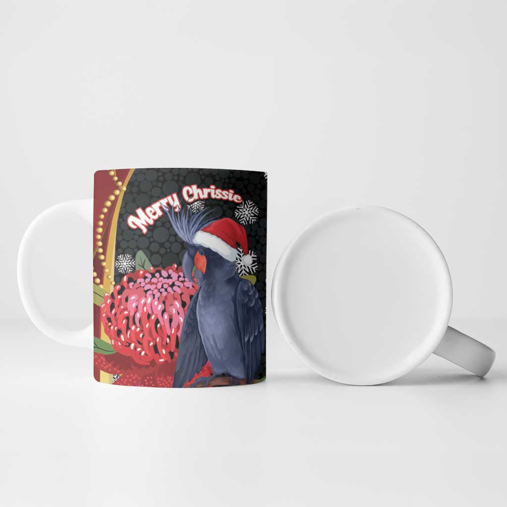 Australia Palm Cockatoo Christmas Ceramic Mug Probosciger Aterrimus Waratah Merry Chrissie - Aussie Hoodie