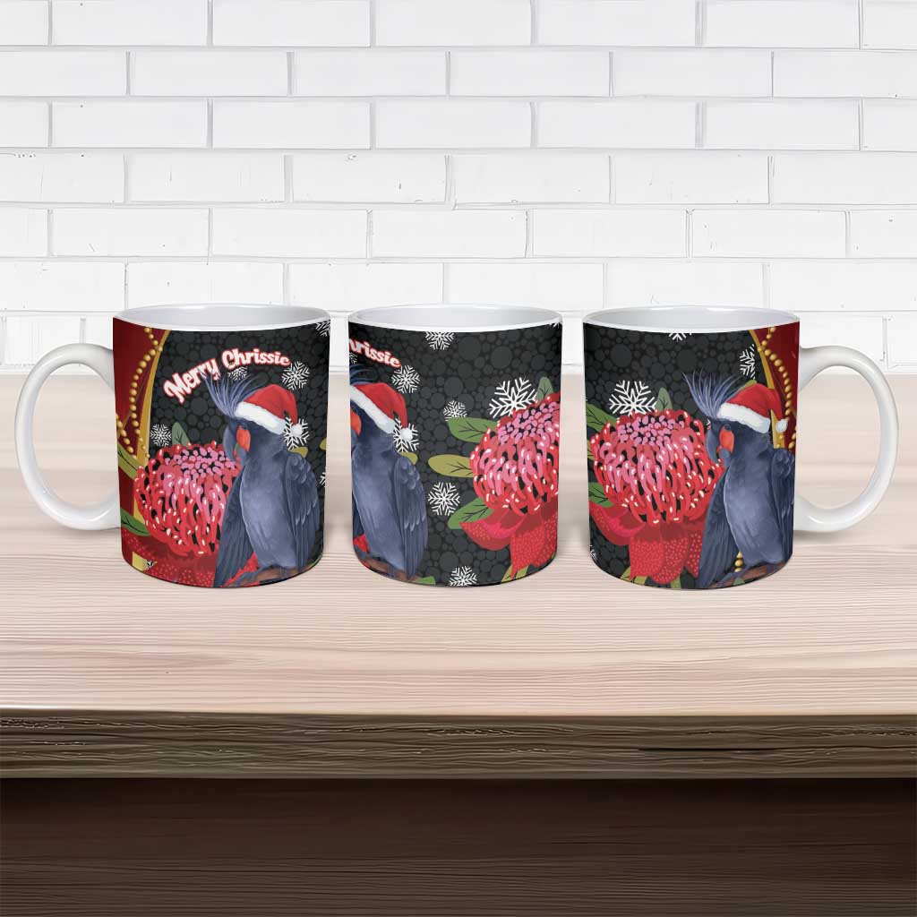 Australia Palm Cockatoo Christmas Ceramic Mug Probosciger Aterrimus Waratah Merry Chrissie - Aussie Hoodie