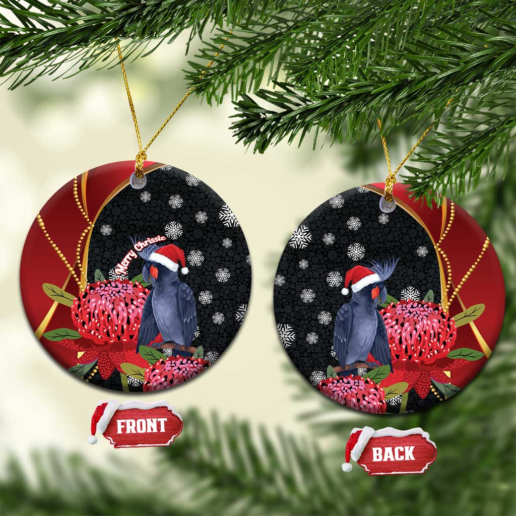 Australia Palm Cockatoo Christmas Ceramic Ornament Probosciger Aterrimus Waratah Merry Chrissie - Aussie Hoodie