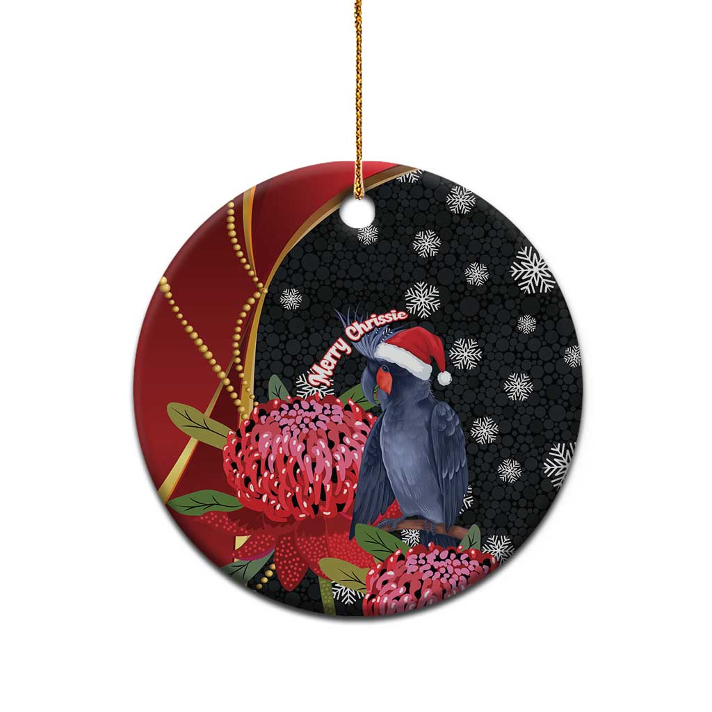 Australia Palm Cockatoo Christmas Ceramic Ornament Probosciger Aterrimus Waratah Merry Chrissie - Aussie Hoodie