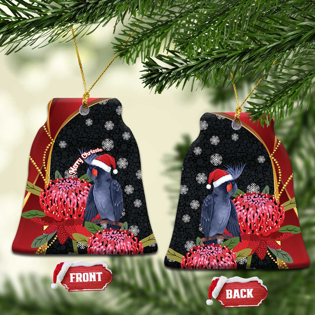 Australia Palm Cockatoo Christmas Ceramic Ornament Probosciger Aterrimus Waratah Merry Chrissie - Aussie Hoodie