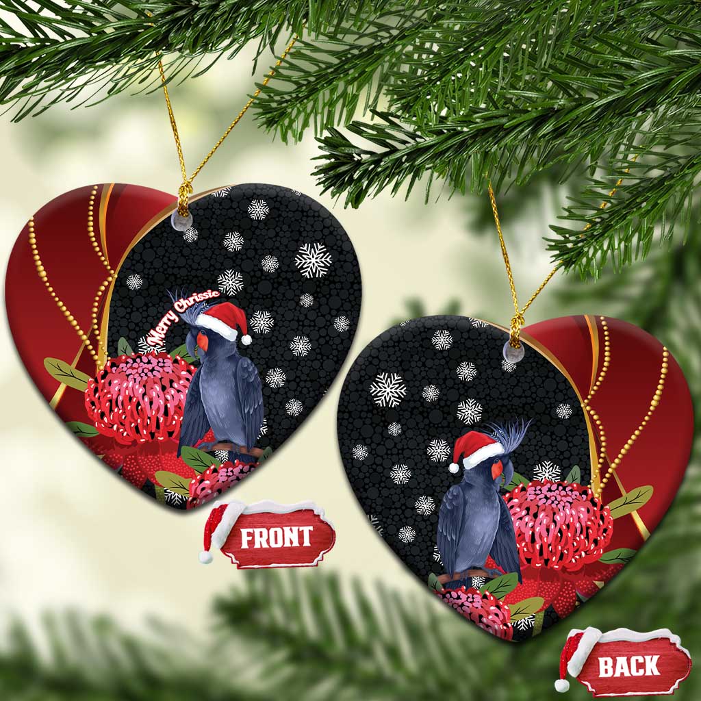 Australia Palm Cockatoo Christmas Ceramic Ornament Probosciger Aterrimus Waratah Merry Chrissie - Aussie Hoodie