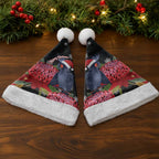 Australia Palm Cockatoo Christmas Santa Hat Probosciger Aterrimus Waratah Merry Chrissie - Aussie Hoodie