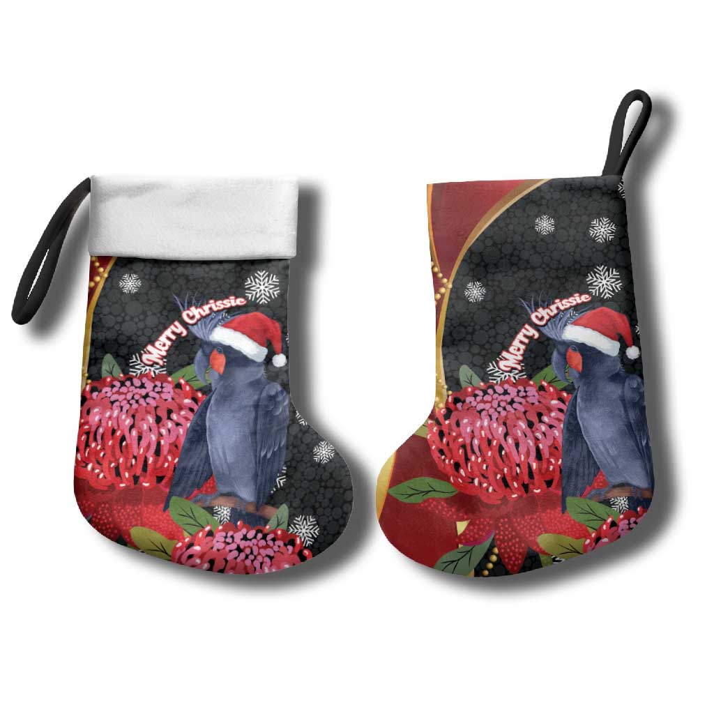 Australia Palm Cockatoo Christmas Stocking Probosciger Aterrimus Waratah Merry Chrissie - Aussie Hoodie