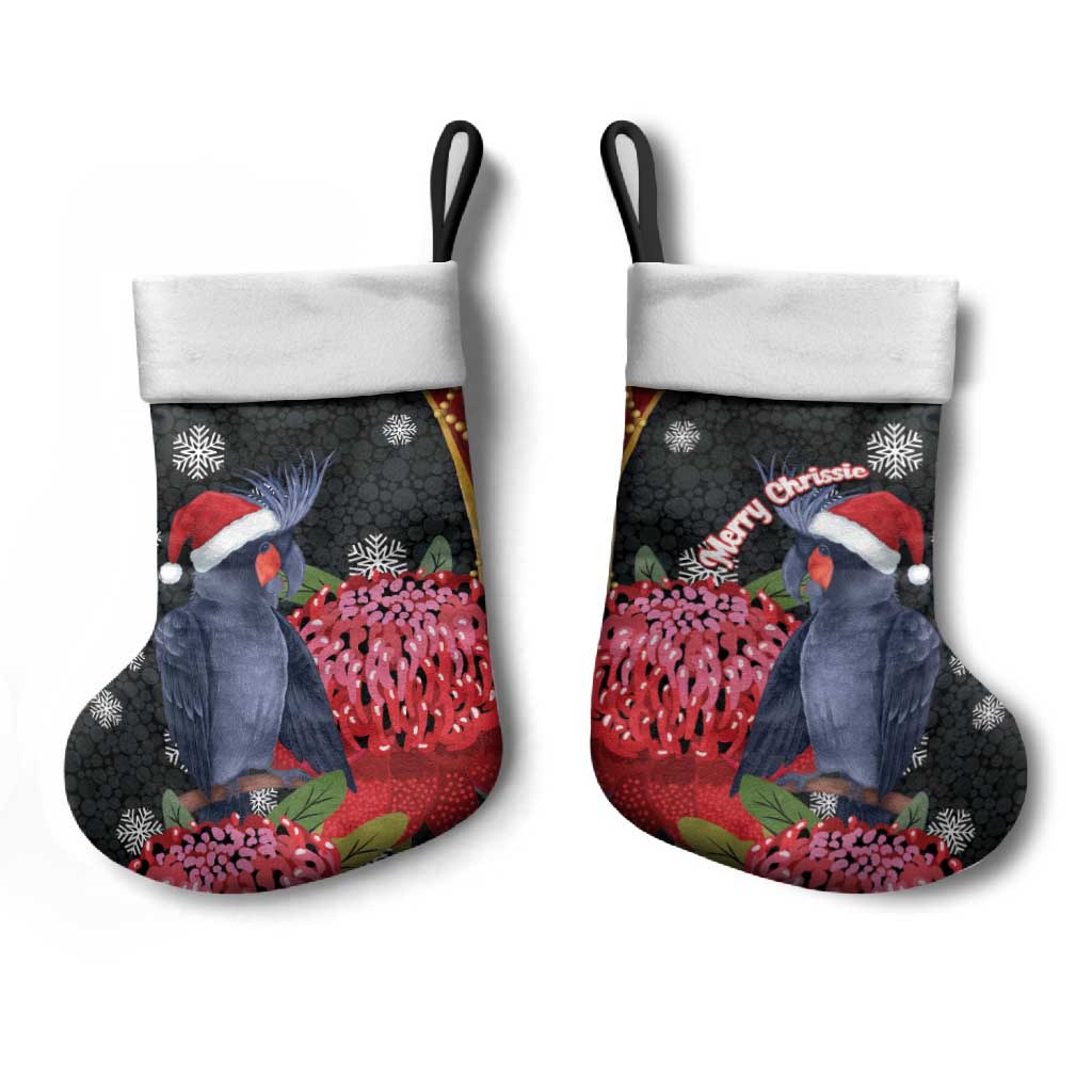 Australia Palm Cockatoo Christmas Stocking Probosciger Aterrimus Waratah Merry Chrissie - Aussie Hoodie