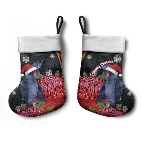 Australia Palm Cockatoo Christmas Stocking Probosciger Aterrimus Waratah Merry Chrissie - Aussie Hoodie