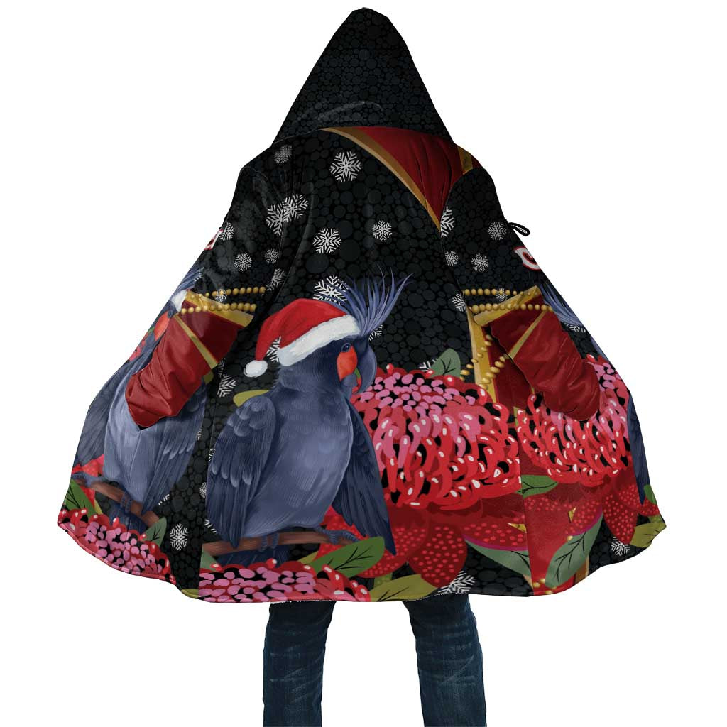 Australia Palm Cockatoo Christmas Cloak Probosciger Aterrimus Waratah Merry Chrissie - Aussie Hoodie