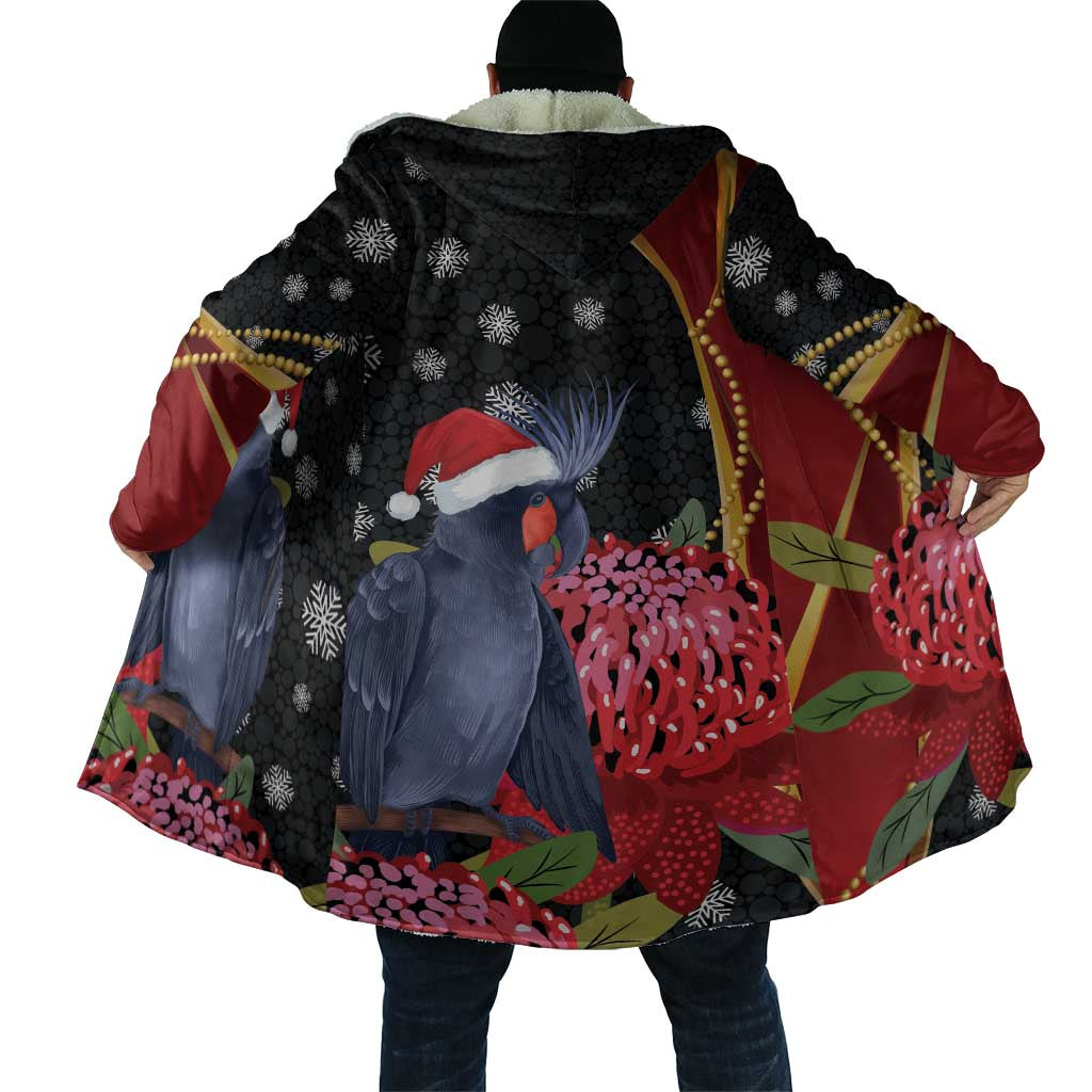 Australia Palm Cockatoo Christmas Cloak Probosciger Aterrimus Waratah Merry Chrissie - Aussie Hoodie